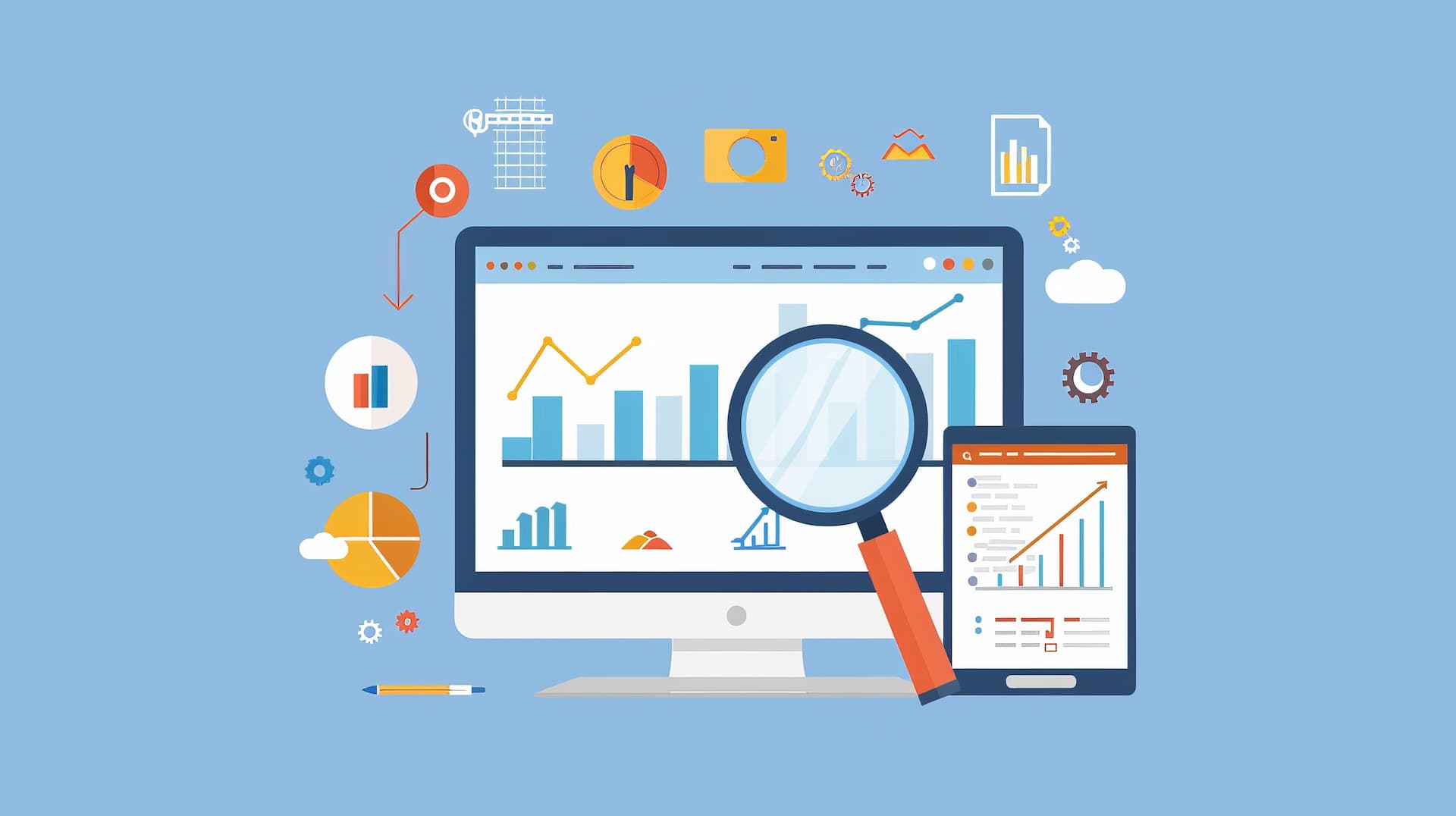 Charts and graphs displayed on a computer