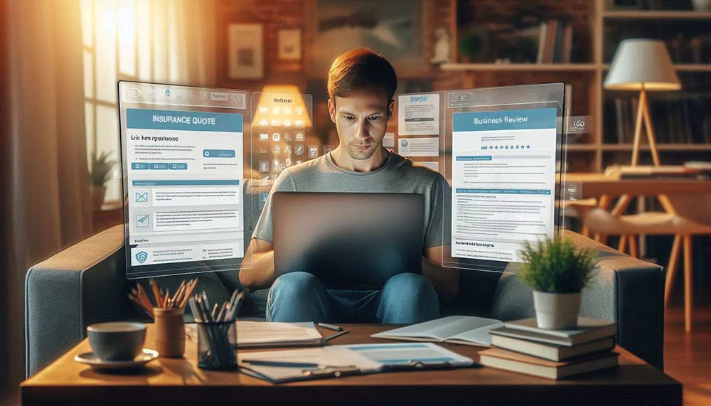A consumer doing research on different insurance policies