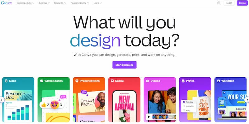 Canva homepage