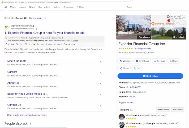 Experior Financial Google Business Profile