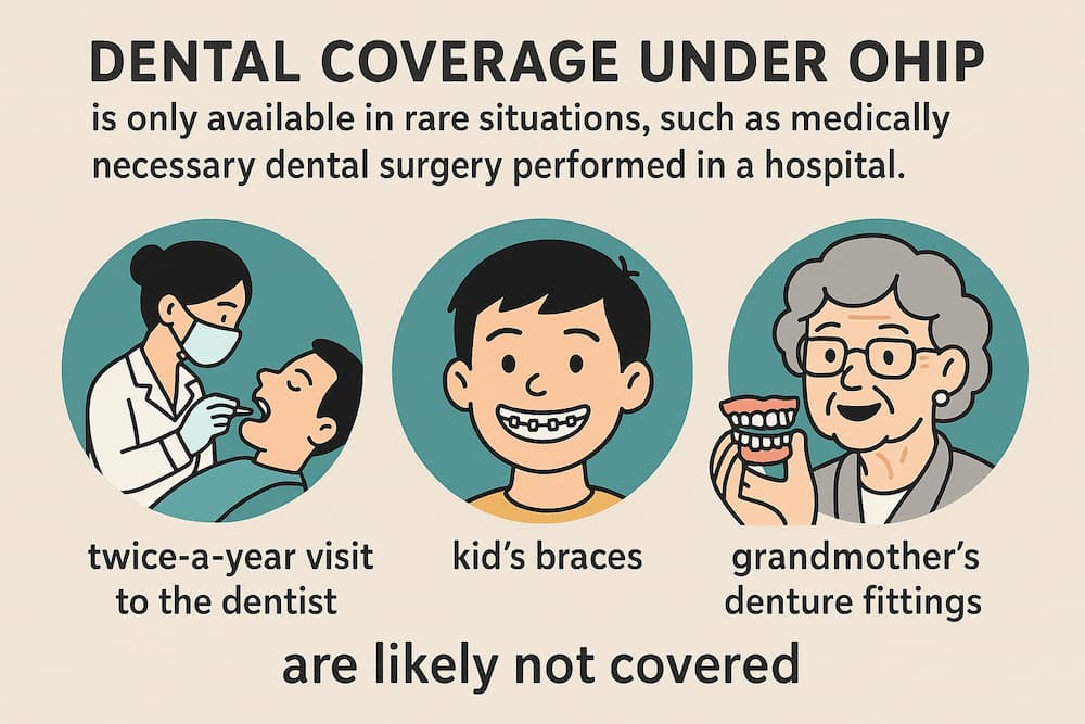 Infographic showing OHIP covered dental care